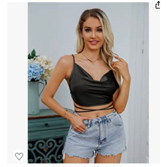 Tank Top Strappy Womens 2XL Plus Black Satin Silk Camisole Women Satin Shiny B2 - Picture 9 of 12